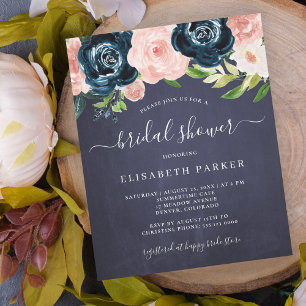 Papier Invitation de douche de mariée à budget floral aqu