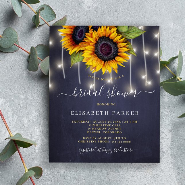 Papier Invitation de douche de mariée à budget tournesol  (Créateur téléchargé)