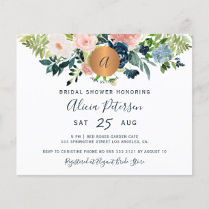 Papier Invitation de douche de mariée à l'aquarelle flora