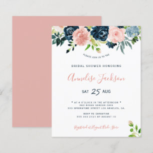 Papier Invitation de douche de mariée à l'aquarelle flora