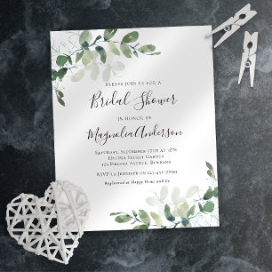 Papier Invitation de douche de mariée au eucalyptus à pet