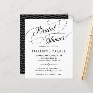Papier Invitation de douche de mariée calligraphiée chic 