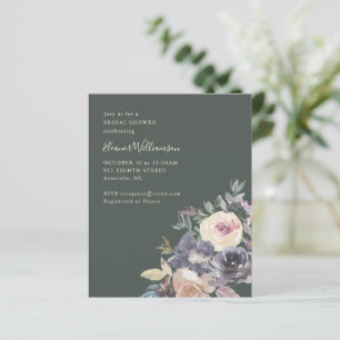 Papier Invitation de douche florale aquarelle Dark Sage à