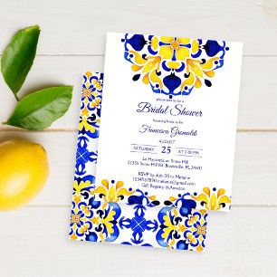 Papier Invitation de douche nuptiale avec carreaux bleus