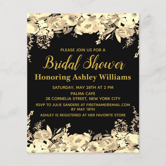 Papier Invitation de douche nuptiale budget Black Gold Mo
