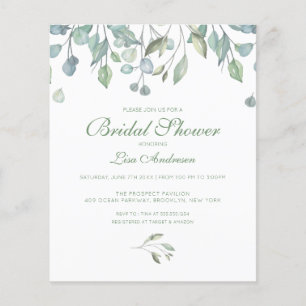 Papier Invitation de douche nuptiale Eucalyptus Green