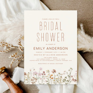 Papier Invitation de douche nuptiale Fleur sauvage en ter