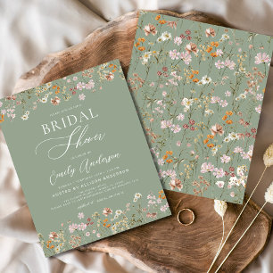 Papier Invitation de douche nuptiale Fleur sauvage Sage G