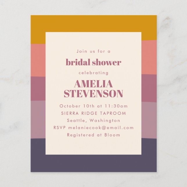 Papier Invitation de douche nuptiale géométrique violet b (Devant)