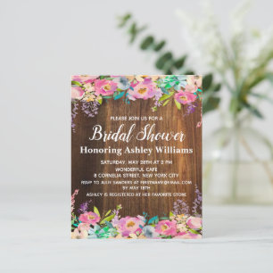 Papier Invitation de douche nuptiale Rustique Floral Boho