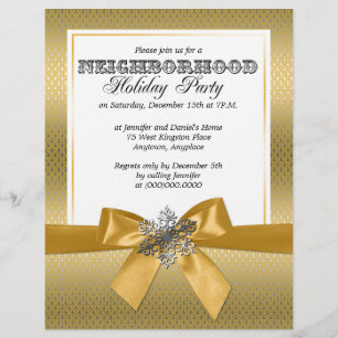 Papier Invitation De Fête Argent Et Jaune D'Or