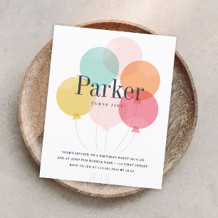 Papier Invitation de fête d'anniversaire de ballon de bud