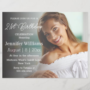 Papier invitation de fête d'anniversaire élégante de 21 a