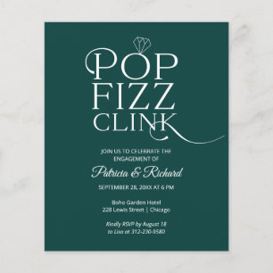 Papier Invitation de fête de fiançailles Budget Pop Fizz