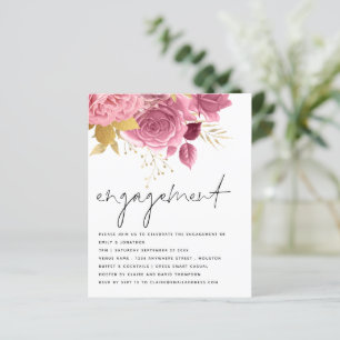 Papier Invitation de fête de fiançailles Budget Rose Gold