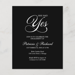 Papier Invitation de fête de fiançailles Budget She Said 