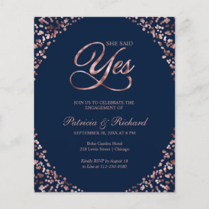 Papier Invitation de fête de fiançailles Elle a dit oui B