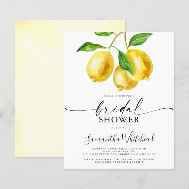 Papier Invitation de Fête de Fiançailles Fruit Citron sur (Devant / Derrière)