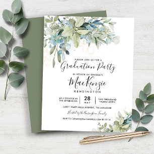 Papier Invitation de fête de fin d'études au eucalyptus é