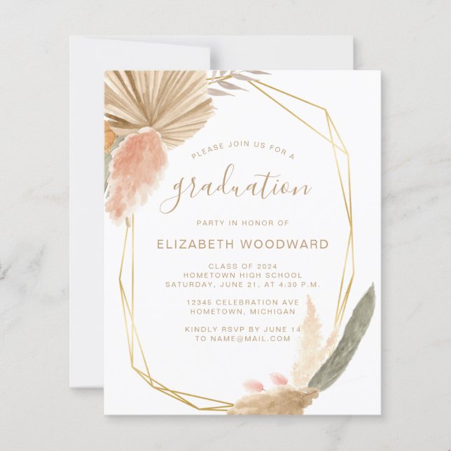 Papier Invitation de fête de fin d'études Budget Boho Her (Devant)