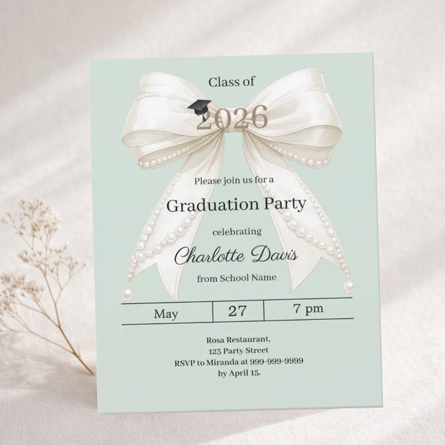 Papier Invitation de fête de fin d'études ruban ivoire ve (Créateur téléchargé)