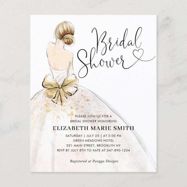Papier Invitation de Fête de Mariage de Robe de Mariée de (Devant)