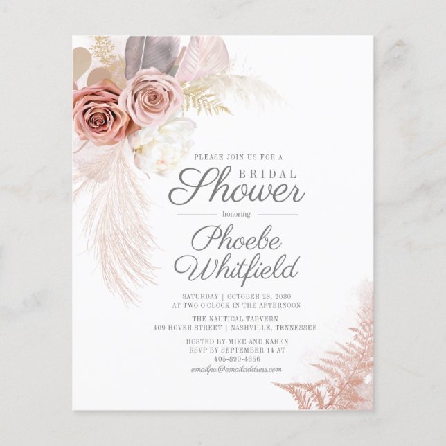 Papier Invitation de Fête de Mariage pas Cher avec Herbe  (Devant)