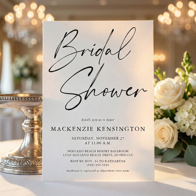 Papier Invitation de Fête de Mariée Moderne Noir Blanc à  (Créateur téléchargé)