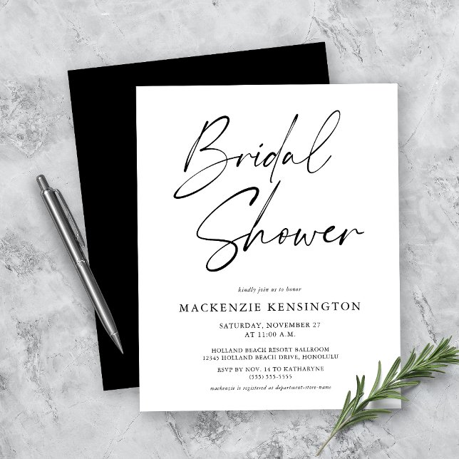 Papier Invitation de Fête de Mariée Moderne Noir Blanc à  (Créateur téléchargé)