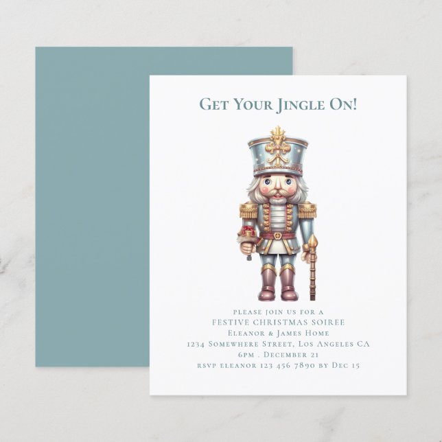 Papier Invitation de fête de Noël de Casse-Noisette Budge (Devant / Derrière)