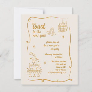 Papier Invitation de fête du Nouvel An illustrée à la mai