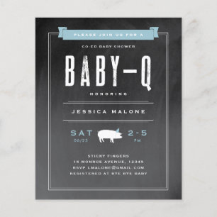 Papier Invitation de fête prénatale mixte BBQ Bleu Budget