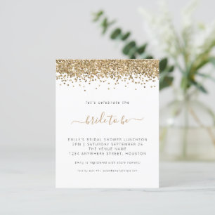 Papier Invitation de fête prénuptiale à paillettes dorées