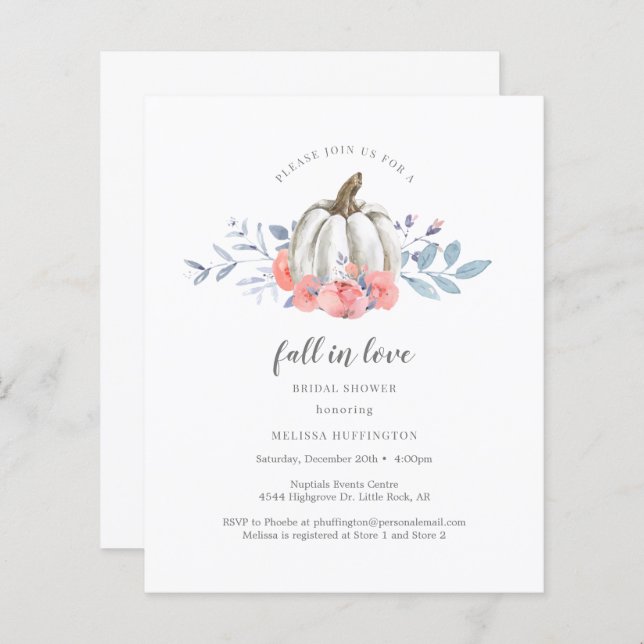 Papier Invitation de fête prénuptiale à thème citrouille  (Devant / Derrière)