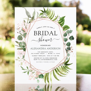 Papier Invitation de fiançailles de greenery Rose Gold à 