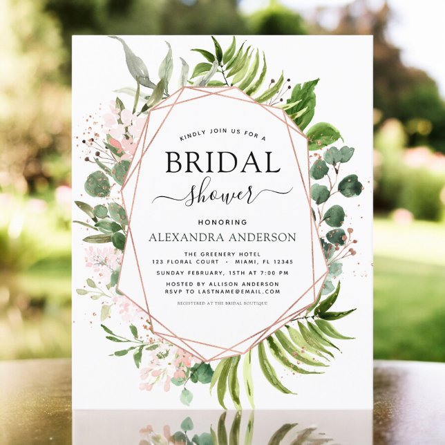 Papier Invitation de fiançailles de greenery Rose Gold à  (Créateur téléchargé)