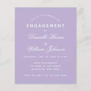 Papier Invitation de Fiançailles simple de Lavender Blanc