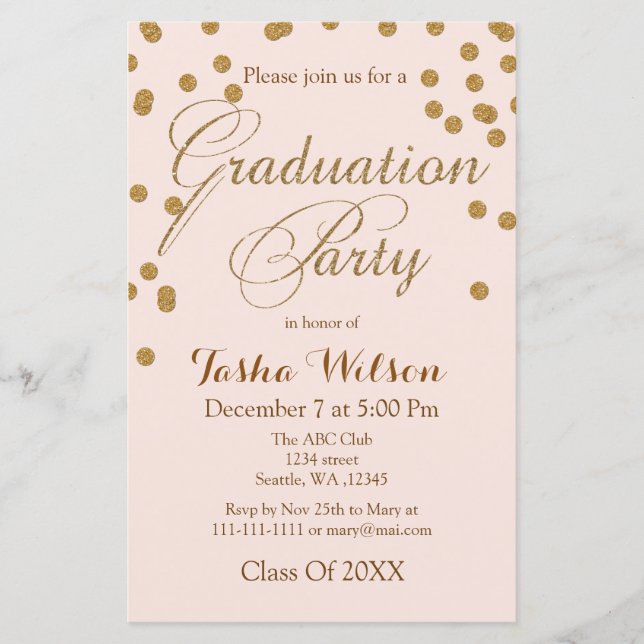 Papier Invitation de graduation de la Parties scintillant (Devant)