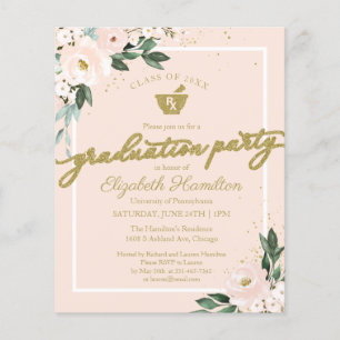 Papier Invitation de graduation de pharmacie à budget flo