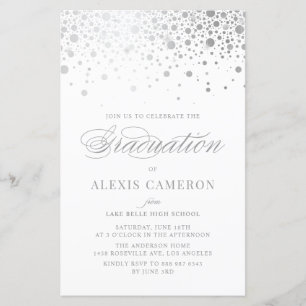 Papier Invitation de graduation Faux Silver Foil Confetti