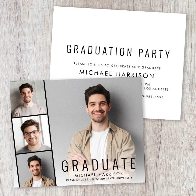 Papier Invitation de la fête de graduation de la bande ph (Budget Photo Graduation Party Invitation)