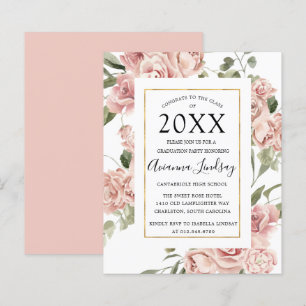 Papier Invitation de la fête de graduation rose budget