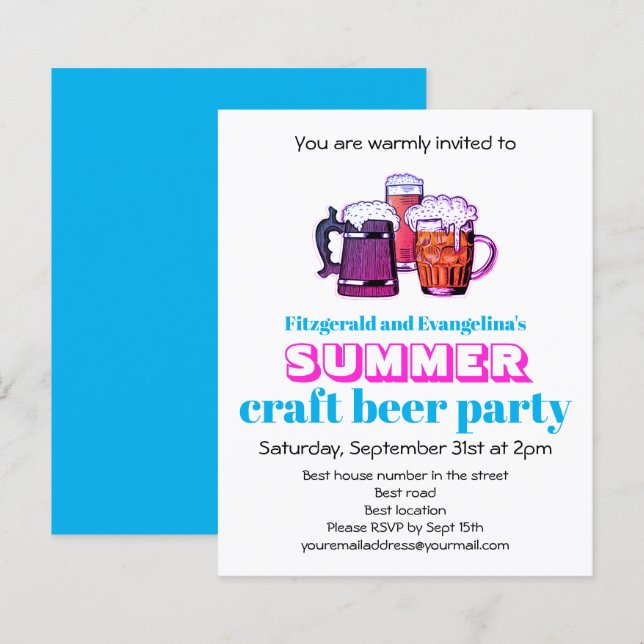 Papier Invitation de la fête de la bière artisanale (Devant / Derrière)