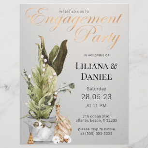 Papier Invitation de la fête de Noël Grey & Gold Engageme