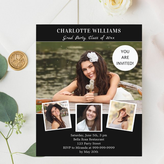 Papier Invitation de la fête de remise de diplômes en noi (Créateur téléchargé)