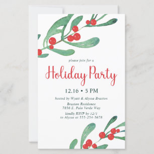 Papier Invitation de la fête de vacances Budget Holly