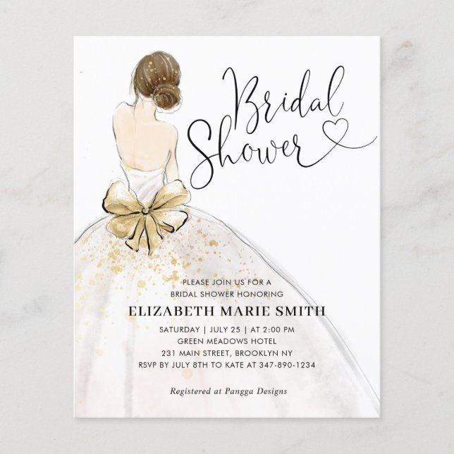 Papier Invitation de la mariée Mariage Gown Budget de la  (Devant)