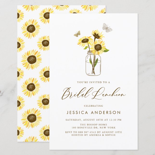 Papier Invitation de la nuptiale Jar des tournesols jaune (Devant / Derrière)
