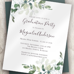 Papier Invitation de la partie de graduation Eucalyptus b