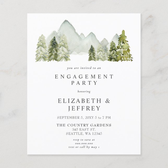 Papier Invitation de la partie de l'engagement des pins d (Devant)